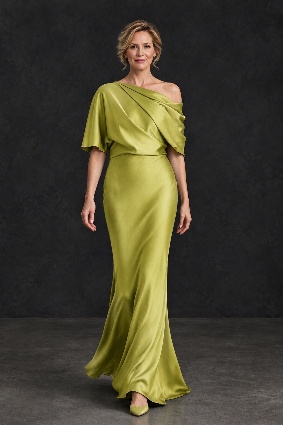 BOLODOO Chartreuse Satin Asymmetric Mother of the Bride Dress - Chartreuse - Chartreuse_4