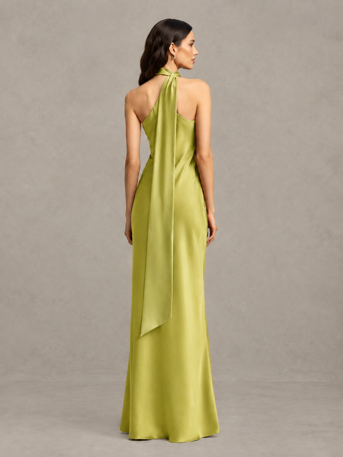 BOLODOO Chartreuse Satin One-Shoulder Bridesmaid Dress with Open Back - Chartreuse - Chartreuse (2)