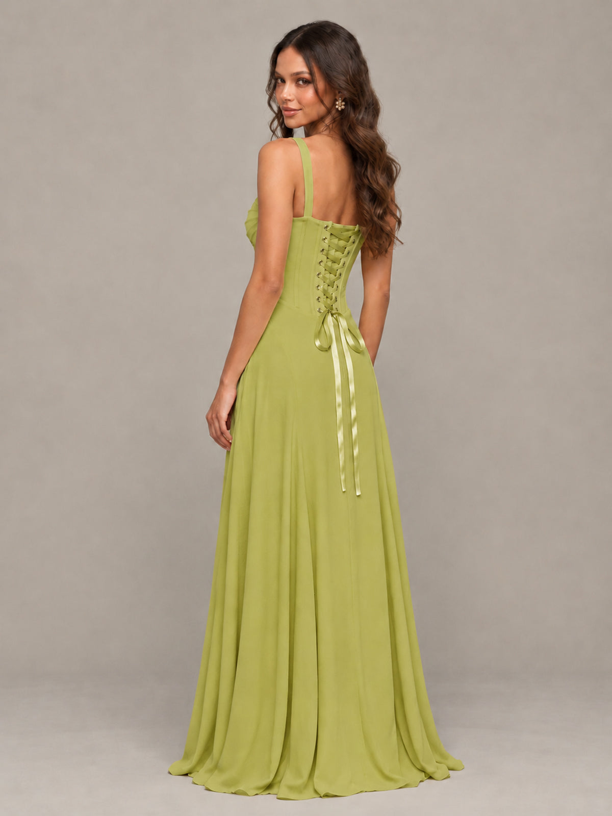 BOLODOO Chartreuse Sweetheart Lace-Up Back Bridesmaid Dress - Chartreuse - Chartreuse (2)