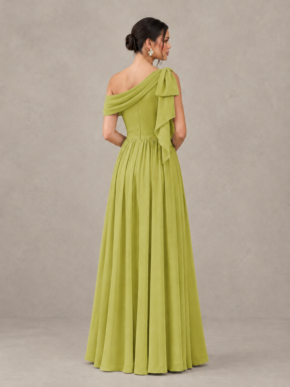 BOLODOO Chartreuse One-Shoulder Maternity Bridesmaid Dress with Slit - Chartreuse - Chartreuse (2)