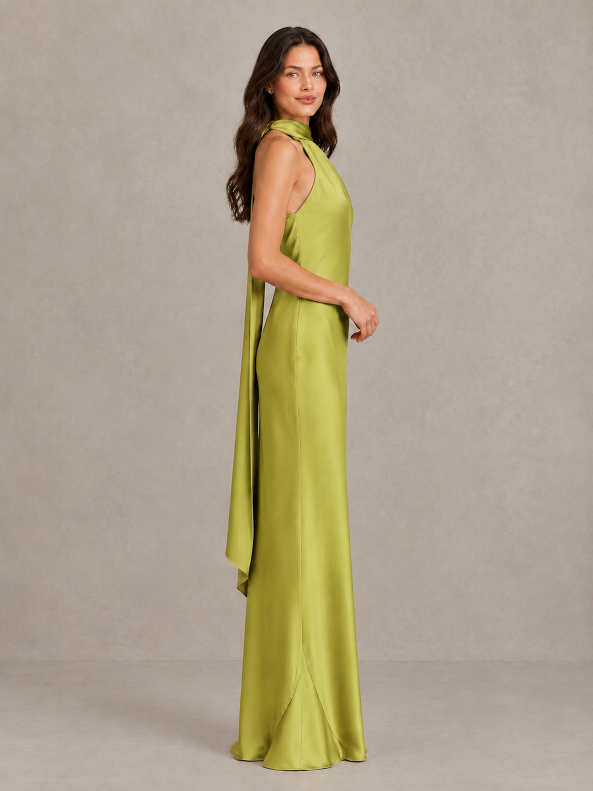 BOLODOO Chartreuse Satin One-Shoulder Bridesmaid Dress with Open Back - Chartreuse - Chartreuse (3)