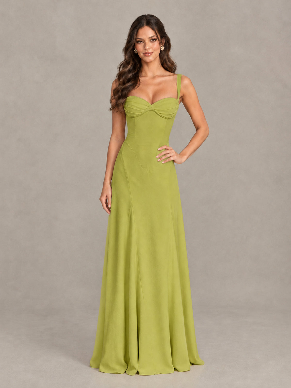 BOLODOO Chartreuse Sweetheart Lace-Up Back Bridesmaid Dress - Chartreuse - Chartreuse (4)