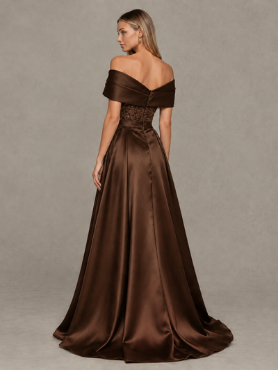 BOLODOO Chocolate Sequin Mermaid Evening Dress with Detachable Satin Overskirt and Sweep Train - Chocolate - Chocolate_2