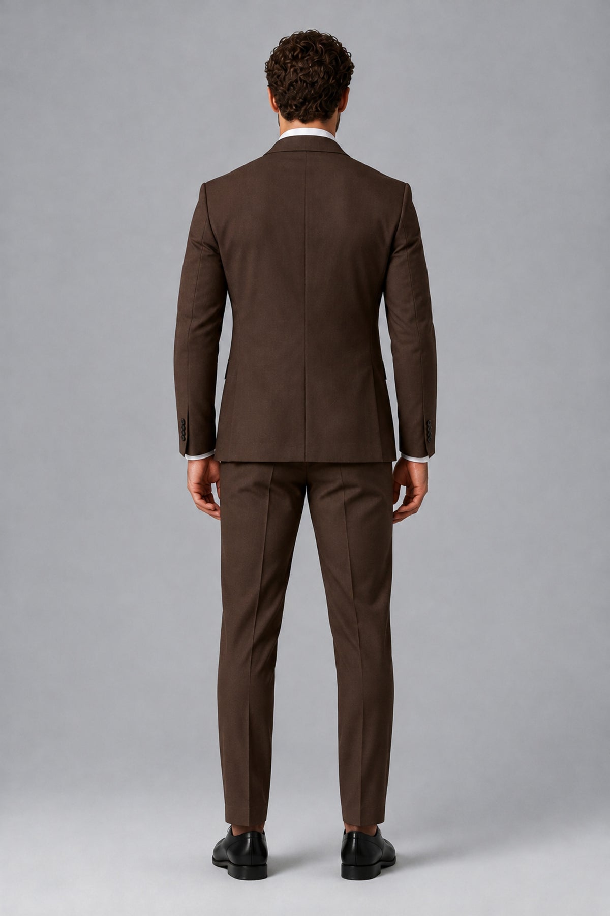 Bolodoo Men's Chocolate Two-Piece Suit with Notch-Lapel Jacket & Trousers - Chocolate - Chocolate_3