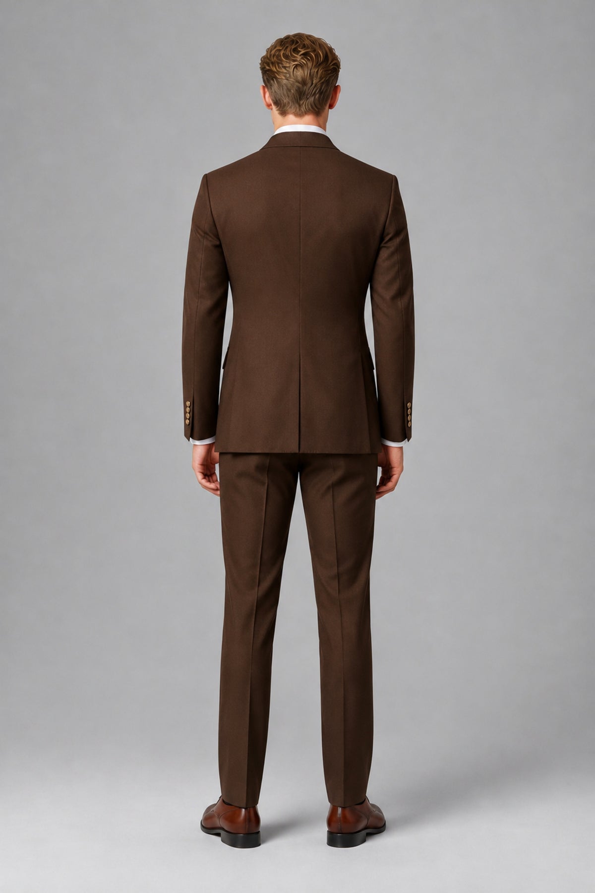 Bolodoo Men's Chocolate Double-Breasted 2-Piece Wedding Suit - Chocolate - Chocolate_3