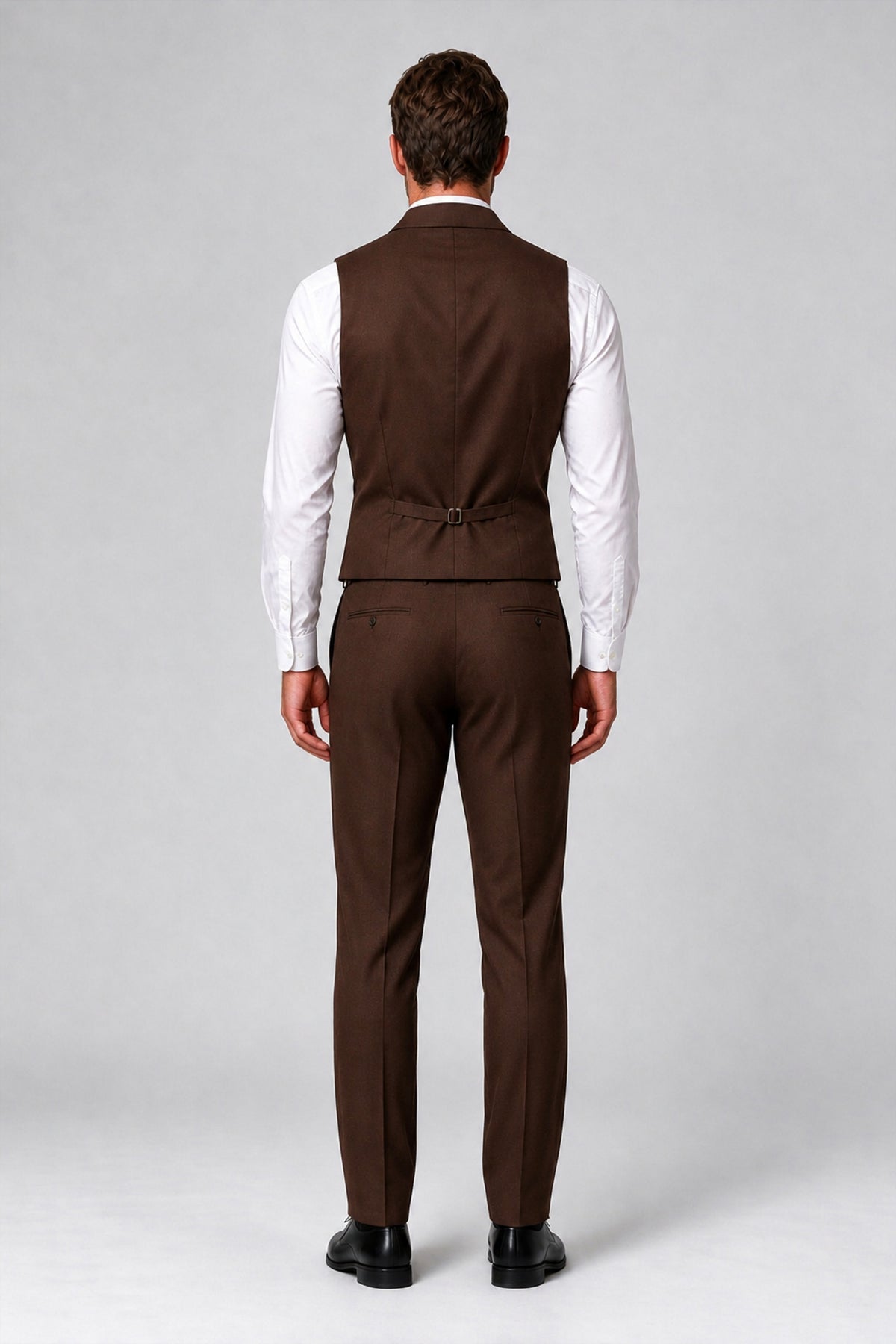 Bolodoo Men's Chocolate Double-Breasted Vest and Pants 2-Piece Suit - Chocolate - Chocolate_3