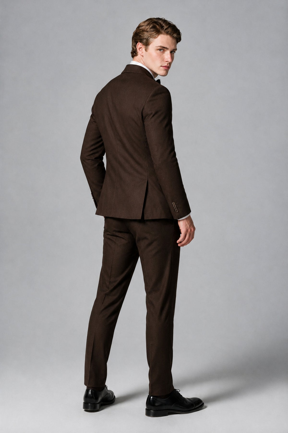 BOLODOO Men's Chocolate Double-Breasted Tuxedo Blazer – Shawl Lapel Formal Suit Jacket - Chocolate - Chocolate_3