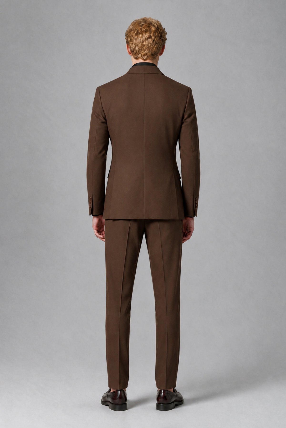 BOLODOO Men's Chocolate Double-Breasted Two-Piece Suit – Jacket & Trousers - Chocolate