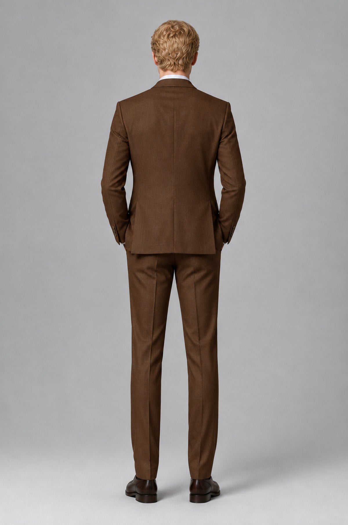Bolodoo Men's Chocolate Two-Piece Suit with Notch-Lapel Jacket and Trousers - Chocolate - Chocolate (5)