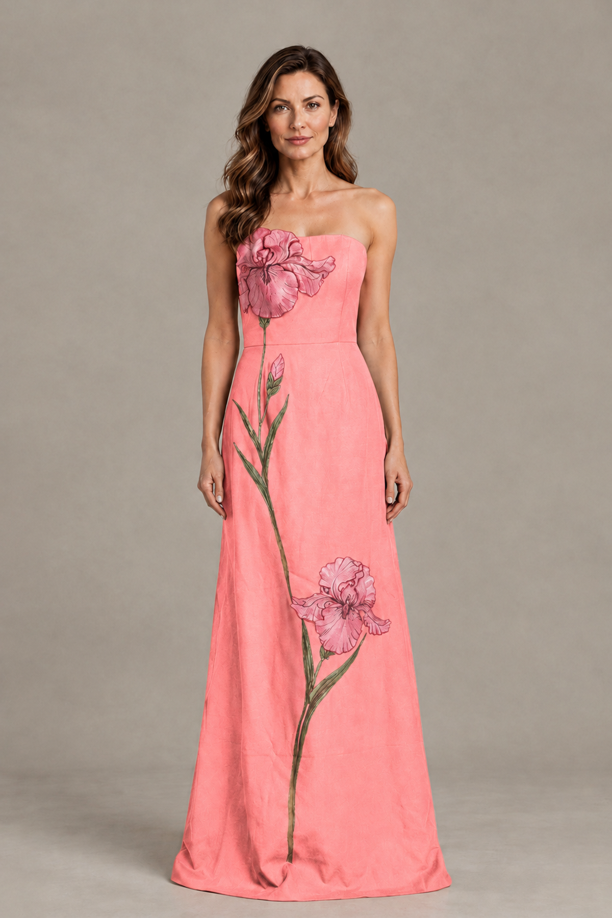BOLODOO Coral Strapless Floral Mother of the Bride Gown - Coral - Coral_01