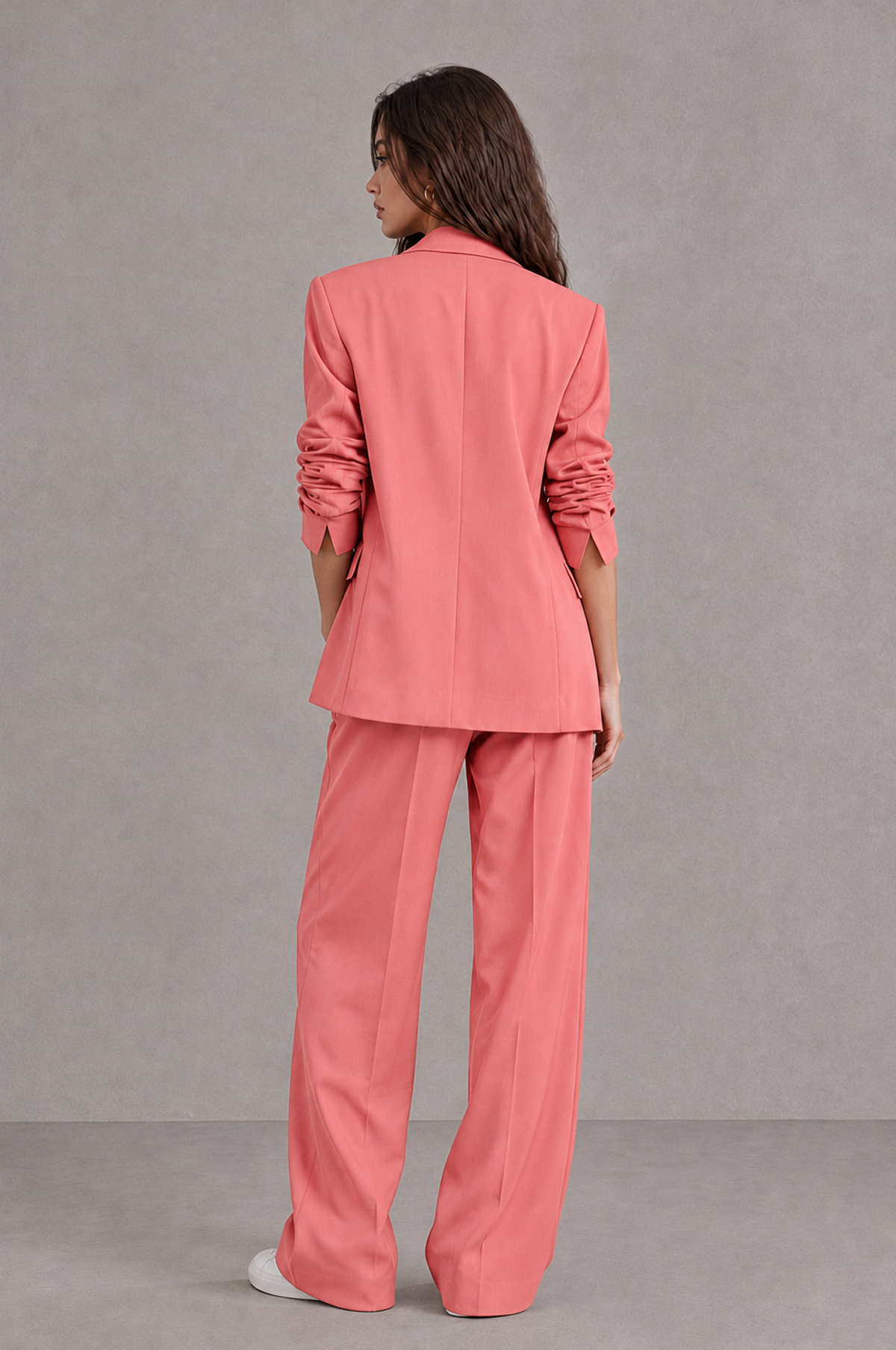 BOLODOO Coral Brown Blazer & Wide-Leg Pants Suit for Women - Coral - Coral_02