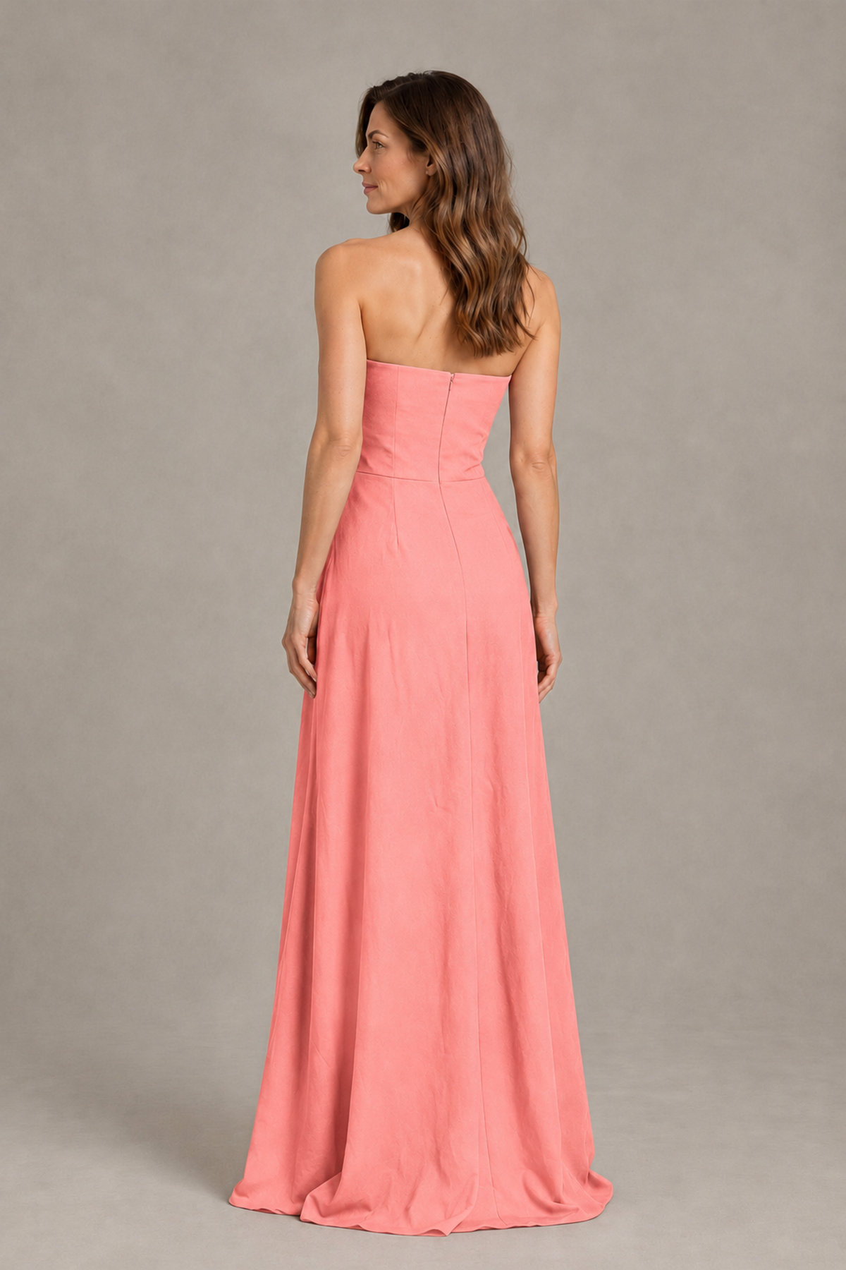BOLODOO Coral Strapless Floral Mother of the Bride Gown - Coral - Coral_02