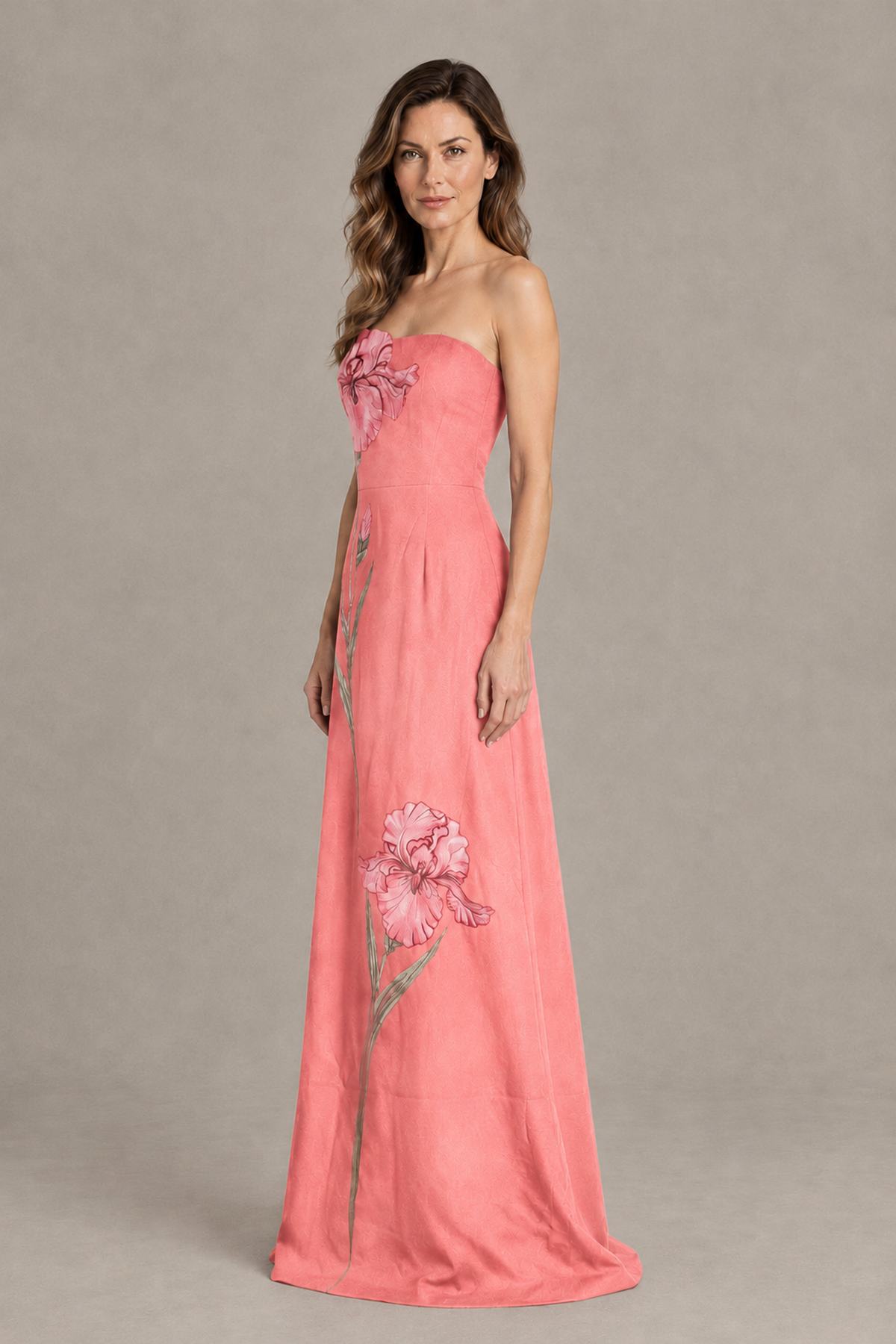 BOLODOO Coral Strapless Floral Mother of the Bride Gown - Coral - Coral_03
