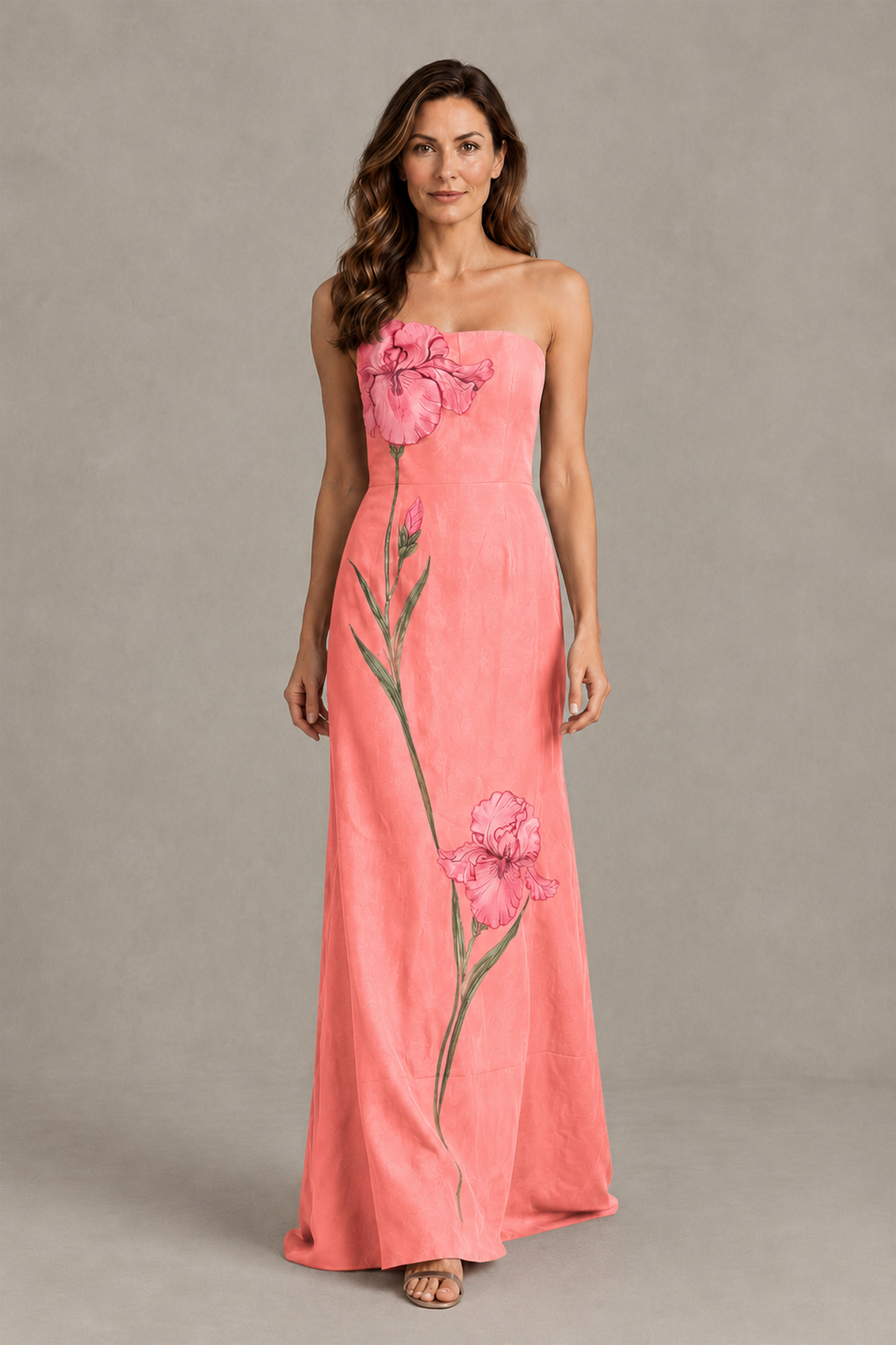 BOLODOO Coral Strapless Floral Mother of the Bride Gown - Coral - Coral_04