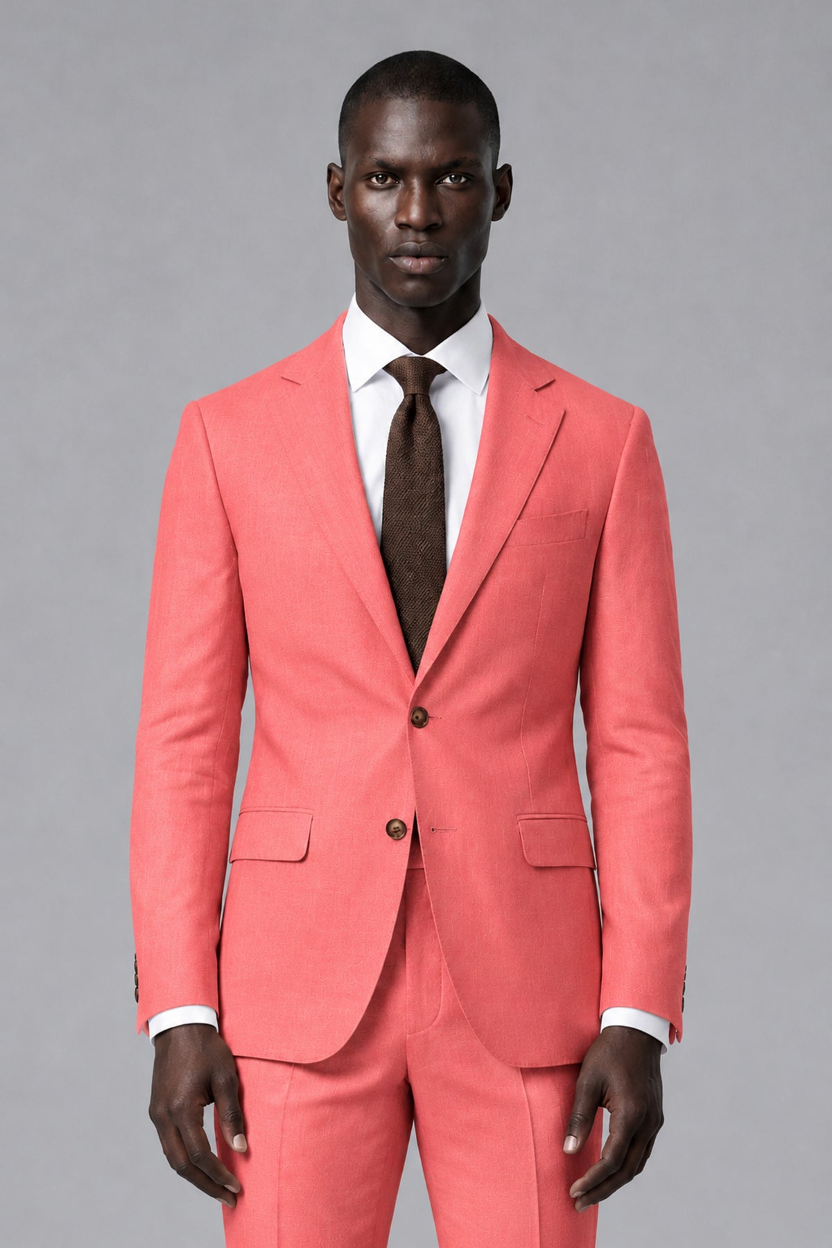 Men's Coral Two-Piece Notch Lapel Suit - Coral - Coral_1