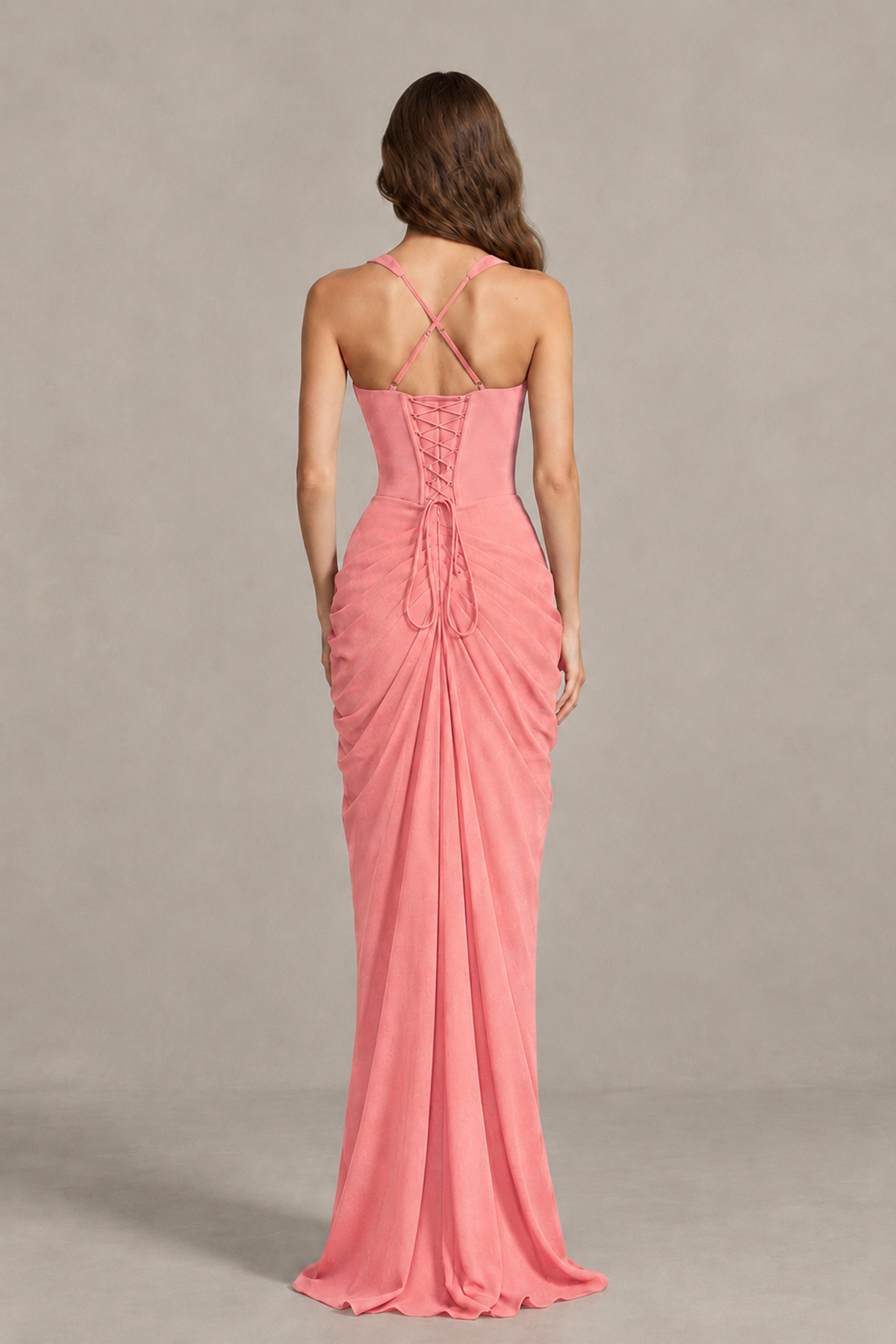 BOLODOO Coral Sweetheart Maxi Dress with High Slit - Coral - Coral_2