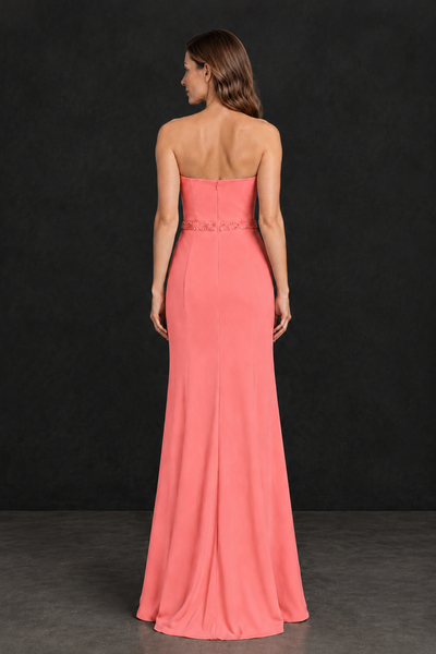 BOLODOO Coral Strapless Mother of the Bride Dress with 3D Floral Appliques - Coral - Coral_2