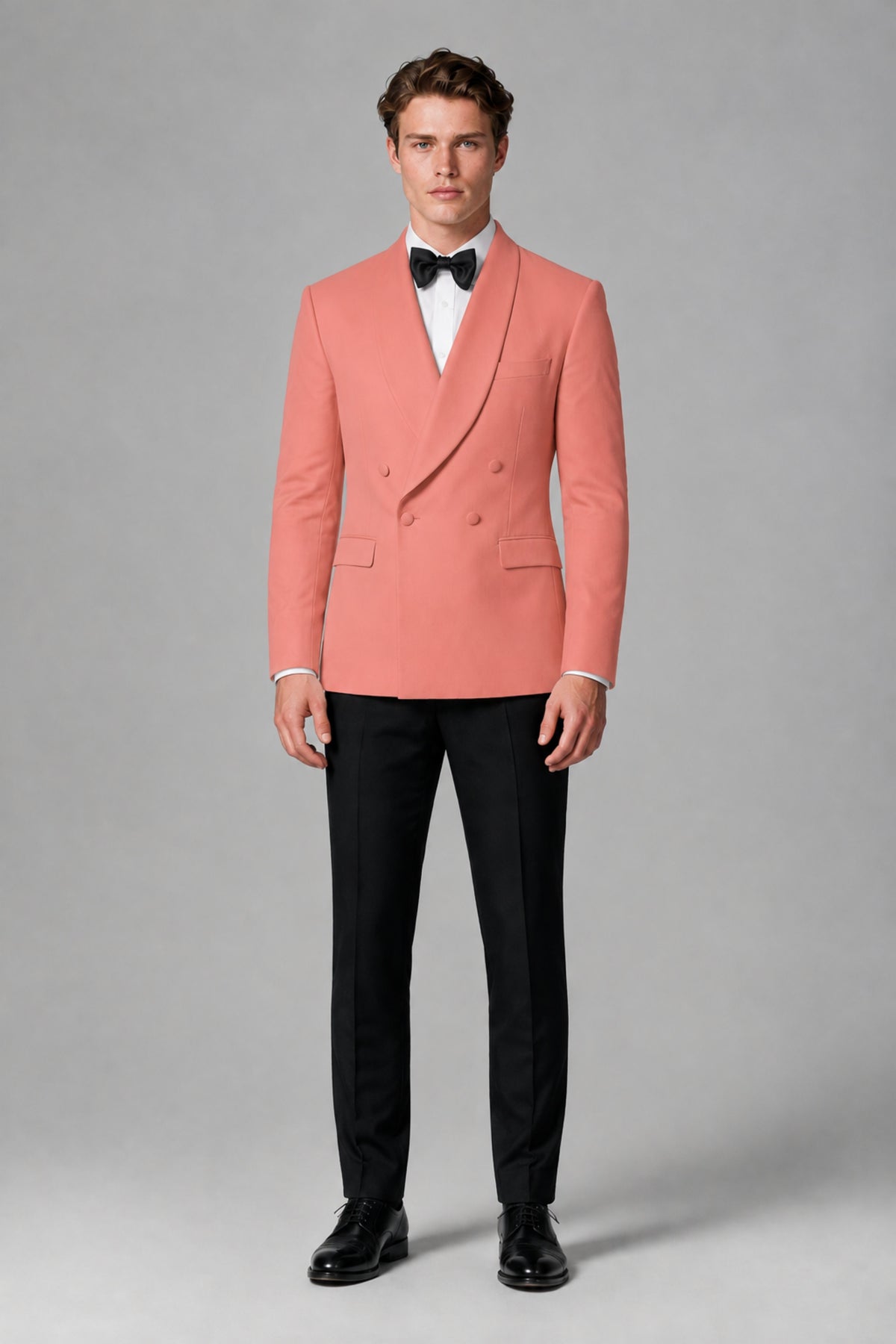 BOLODOO Men's Coral Double-Breasted Tuxedo Blazer – Shawl Lapel Formal Suit Jacket - Coral - Coral_2