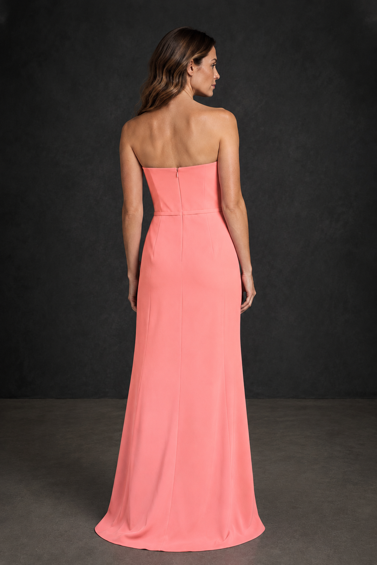 BOLODOO Coral Strapless Mother of the Bride Dress with Ruffle Detail - Coral - Coral_2