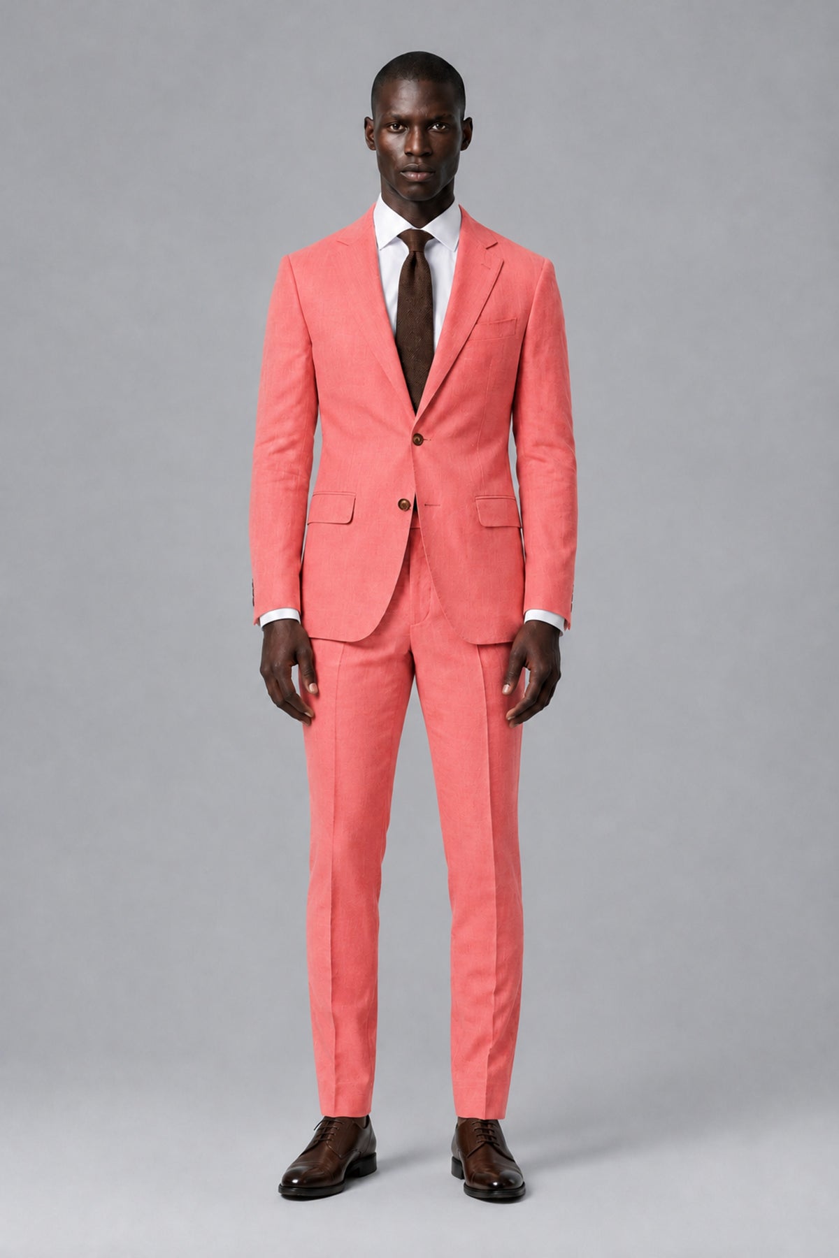 Men's Coral Two-Piece Notch Lapel Suit - Coral - Coral_2