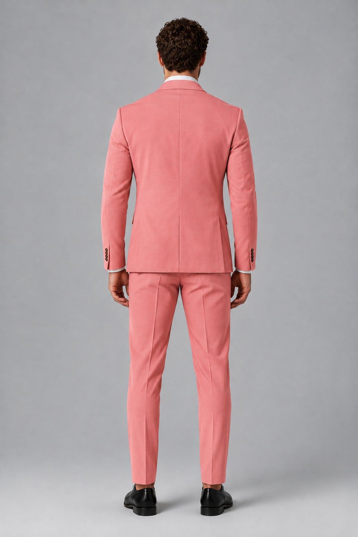 Bolodoo Men's Coral Two-Piece Suit with Notch-Lapel Jacket & Trousers - Coral - Coral_3