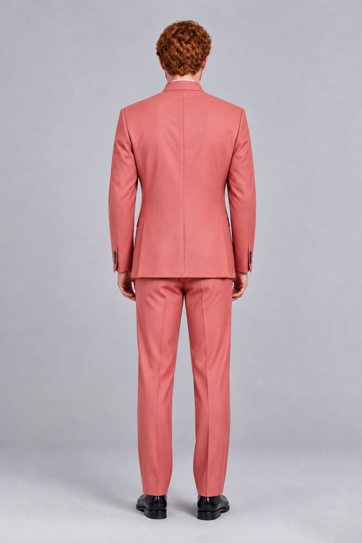 BOLODOO Men's Coral Mandarin Collar Two-Piece Suit - Coral - Coral_3