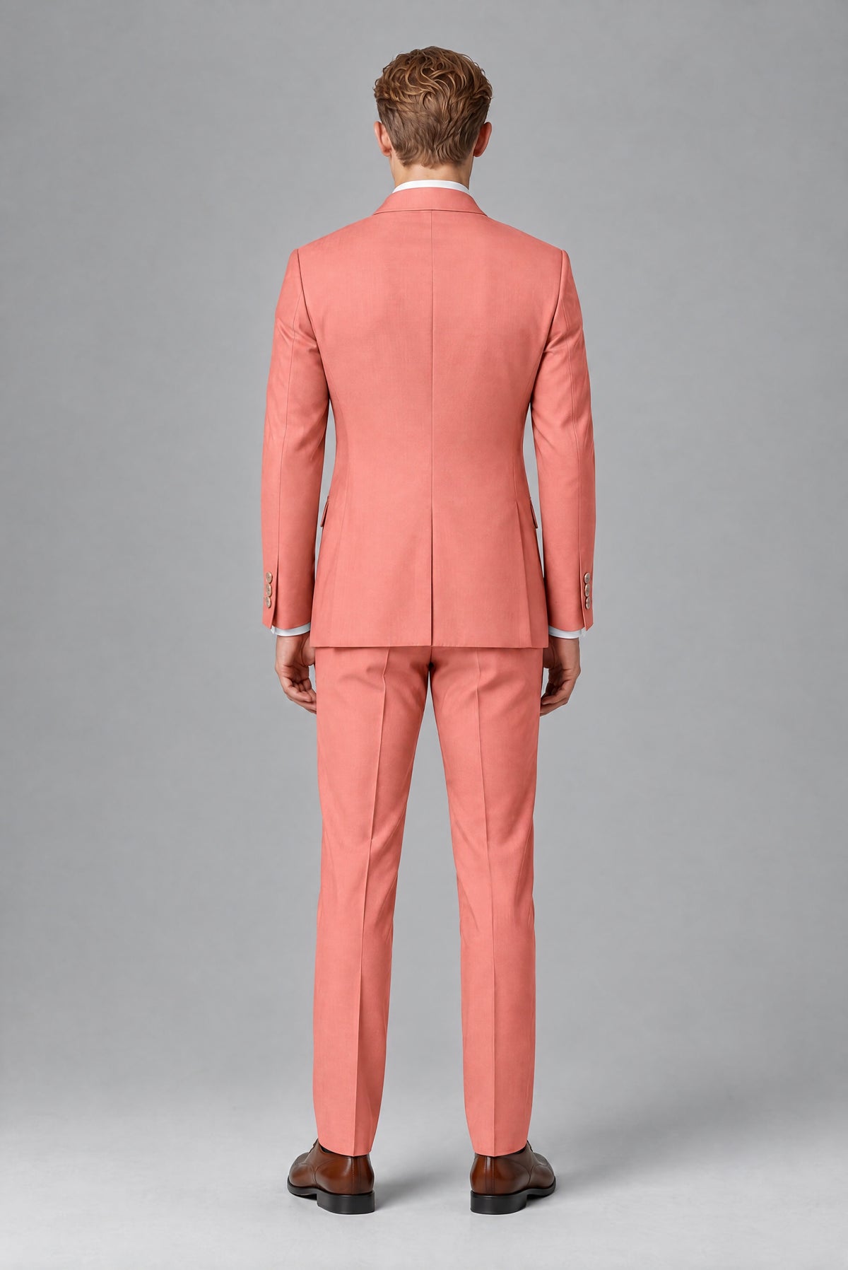 Bolodoo Men's Coral Double-Breasted 2-Piece Wedding Suit - Coral - Coral_3