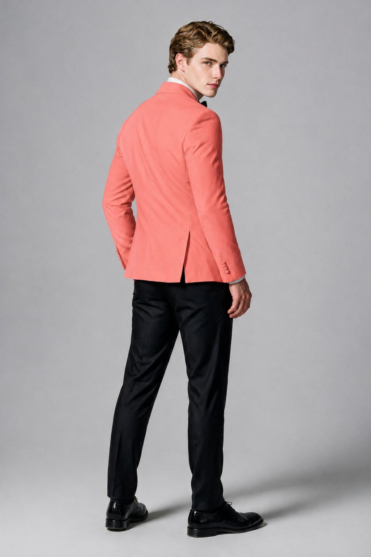 BOLODOO Men's Coral Double-Breasted Tuxedo Blazer – Shawl Lapel Formal Suit Jacket - Coral - Coral_3