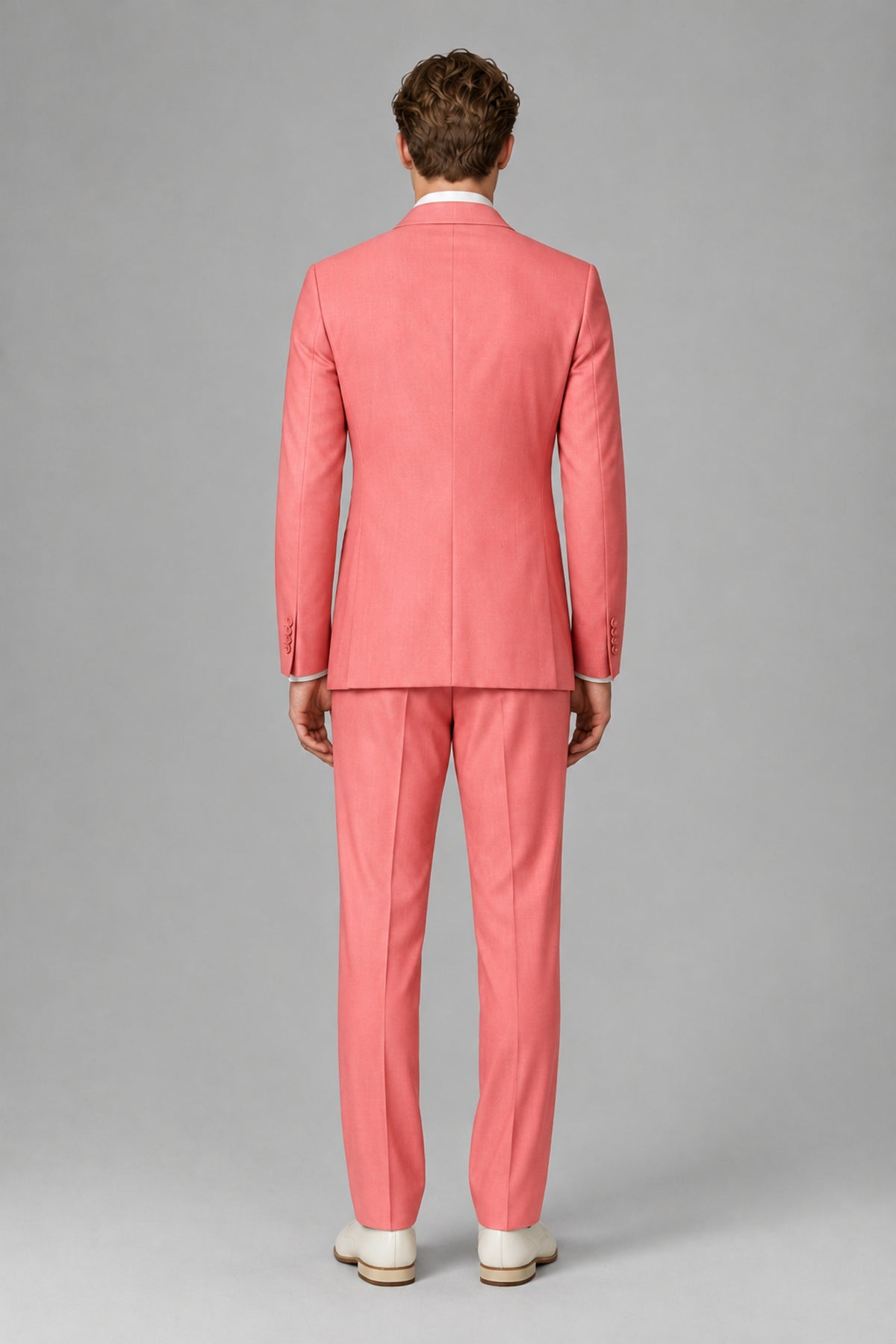 Bolodoo Men's Coral Wrap Tie-Waist Two-Piece Suit – Jacket & Trousers - Coral - Coral_3