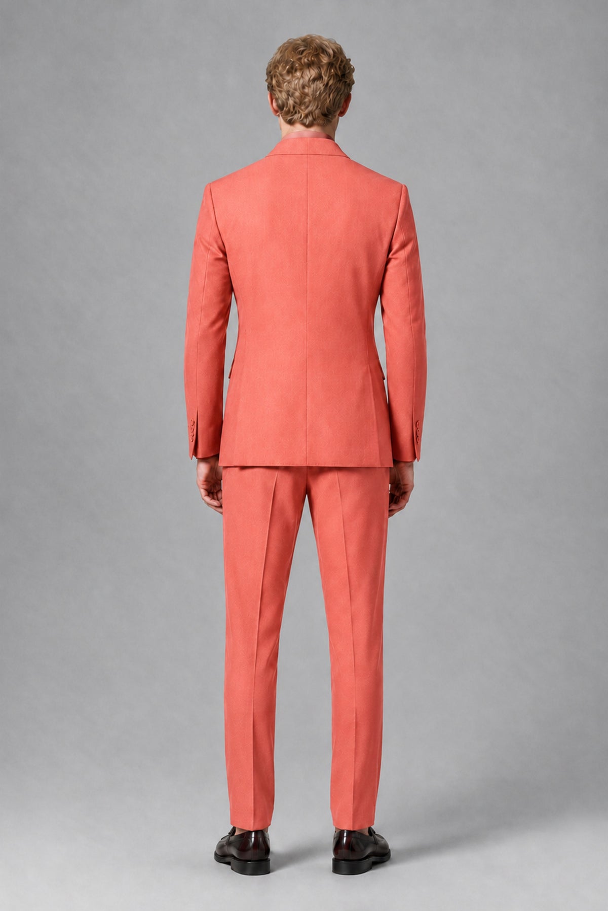 BOLODOO Men's Coral Double-Breasted Two-Piece Suit – Jacket & Trousers - Coral
