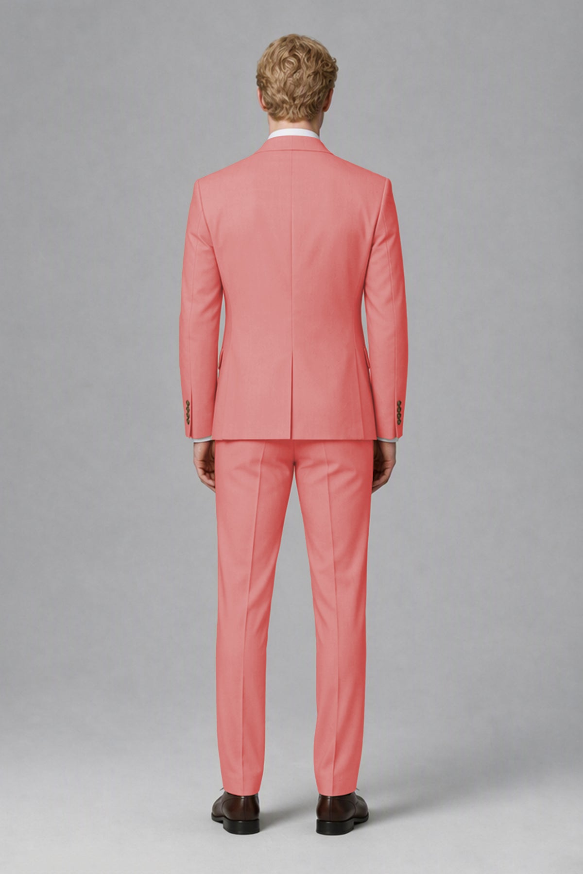 BOLODOO Men's Coral Two-Piece Wedding Suit – Jacket & Trousers - Coral