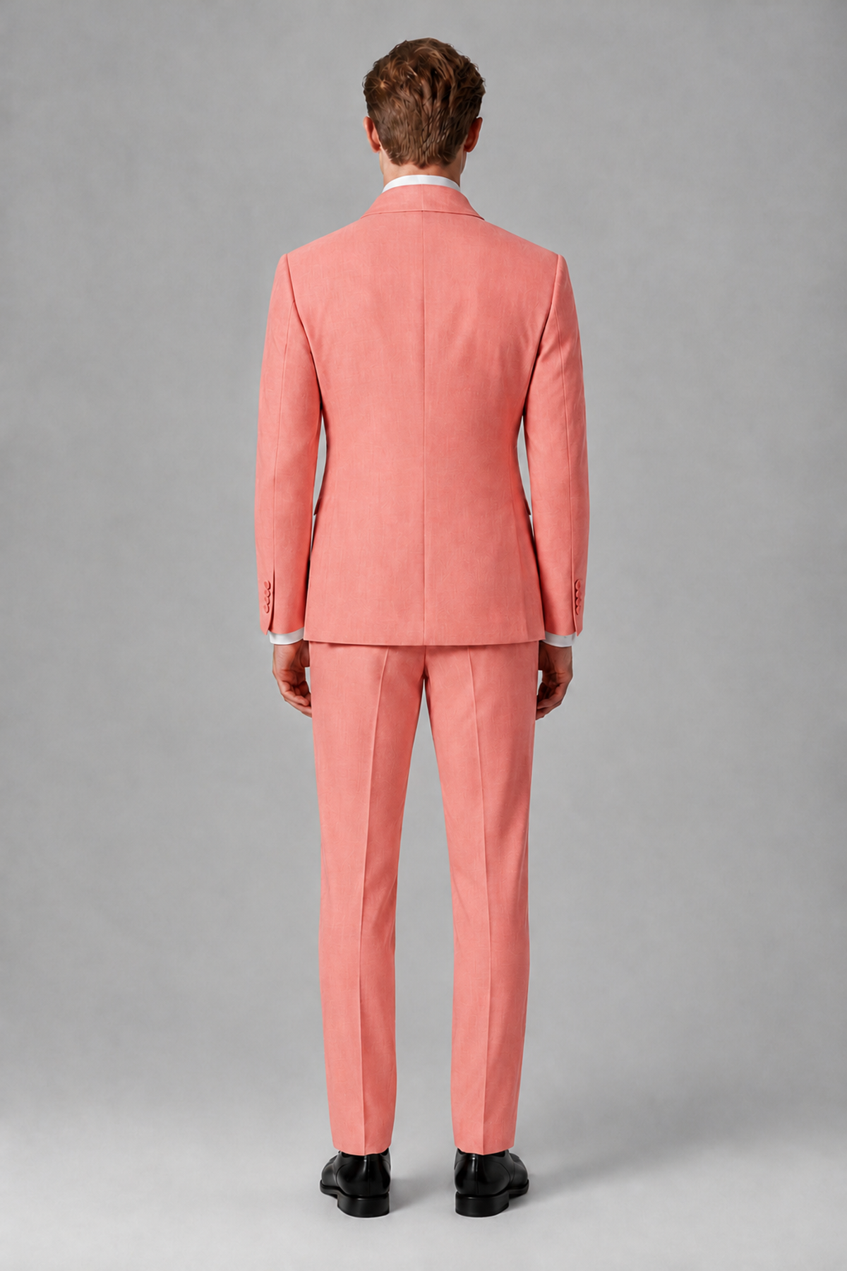Bolodoo Men's Coral Shawl Lapel 2-Piece Tuxedo Suit – Jacket & Trousers - Coral - Coral (2)