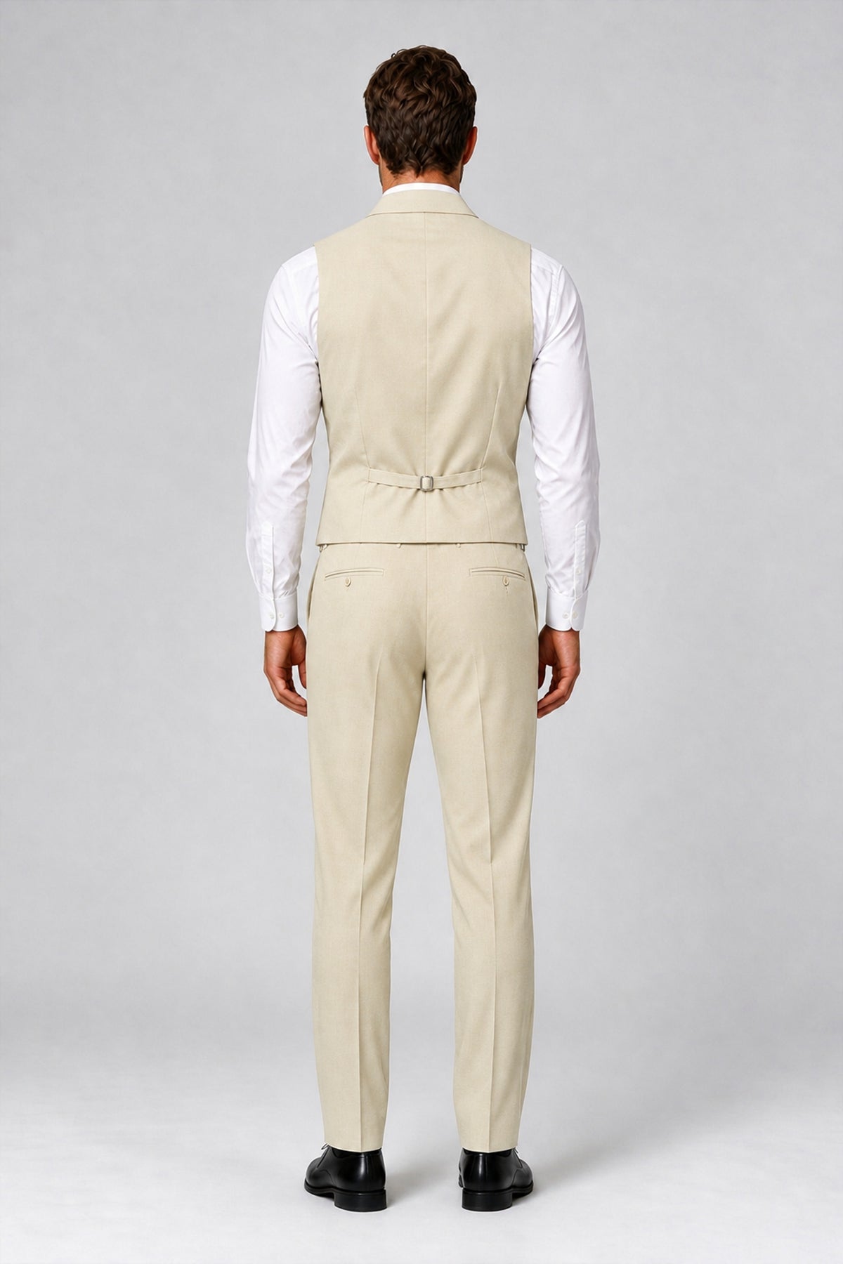 Bolodoo Men's Cream Double-Breasted Vest and Pants 2-Piece Suit - Cream - Cream_3