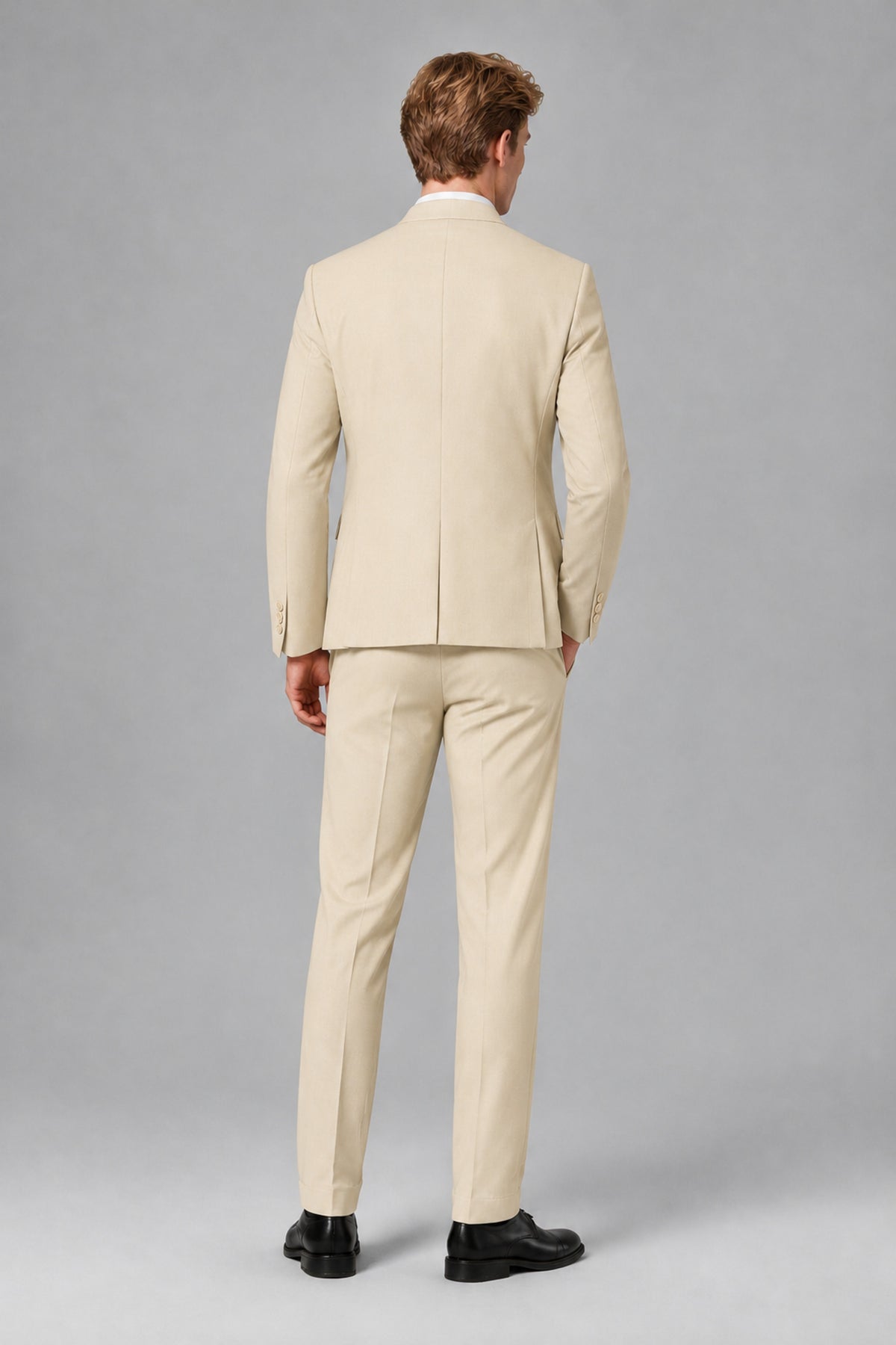 Bolodoo Men's Cream Mandarin Collar 3-Piece Suit – Jacket, Vest & Trousers - Cream - Cream_3