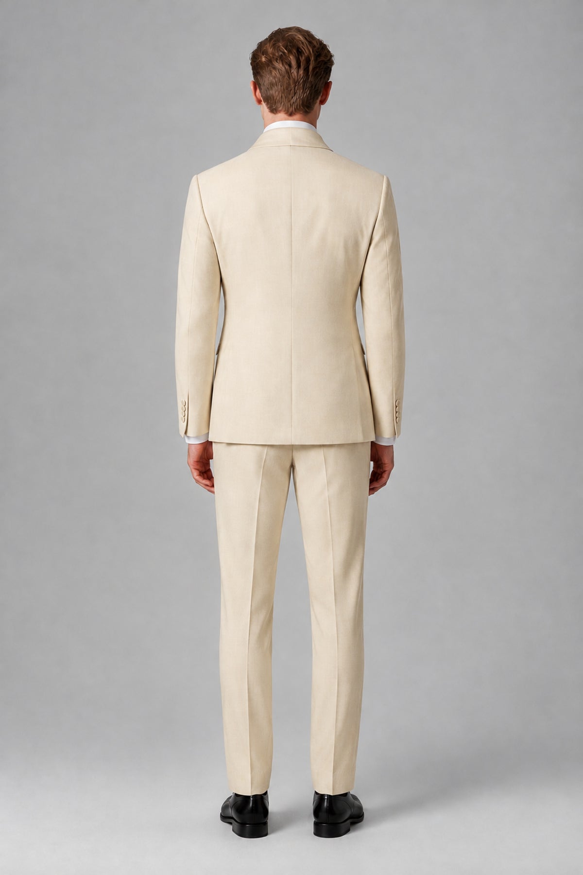 Bolodoo Men's Cream Shawl Lapel 2-Piece Tuxedo Suit – Jacket & Trousers - Cream - Cream(3)