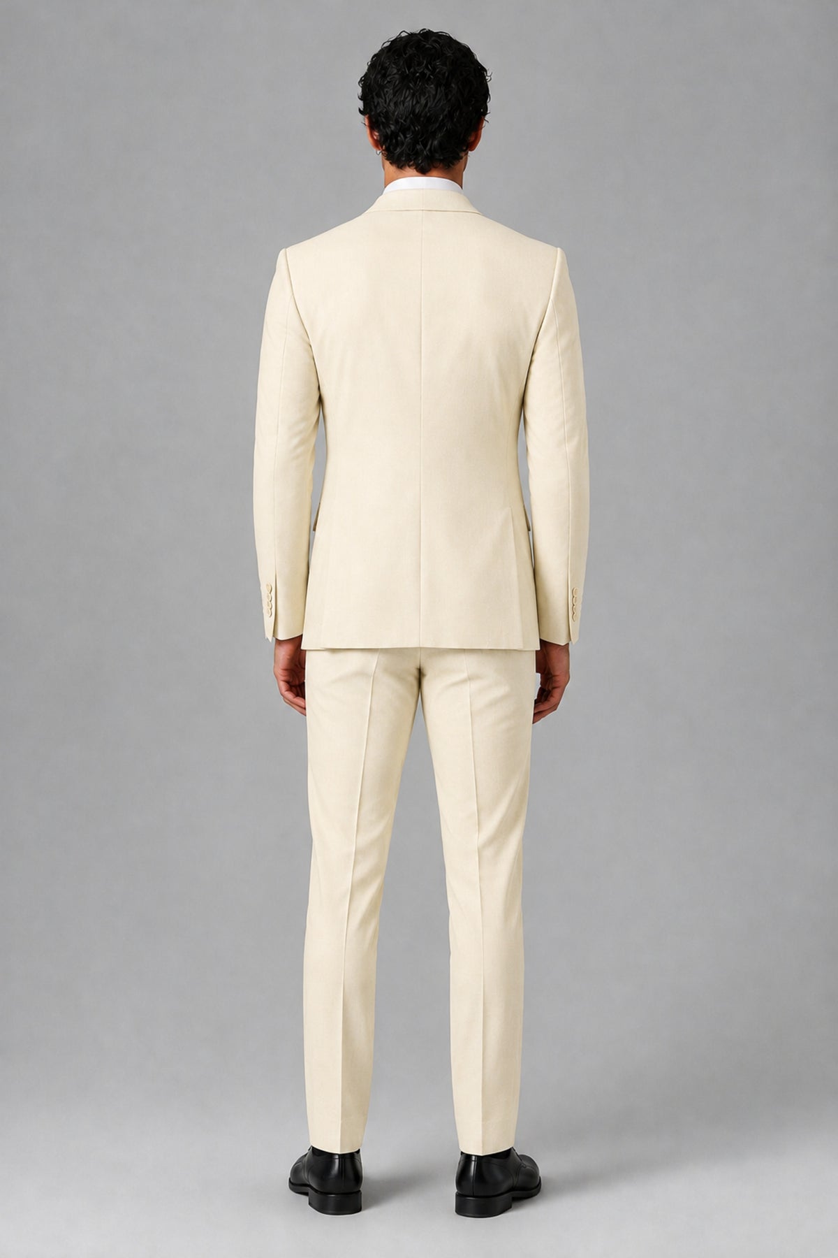Bolodoo Men's Cream 2-Piece Suit – Notch Lapel Jacket & Trousers - Cream - Cream_4