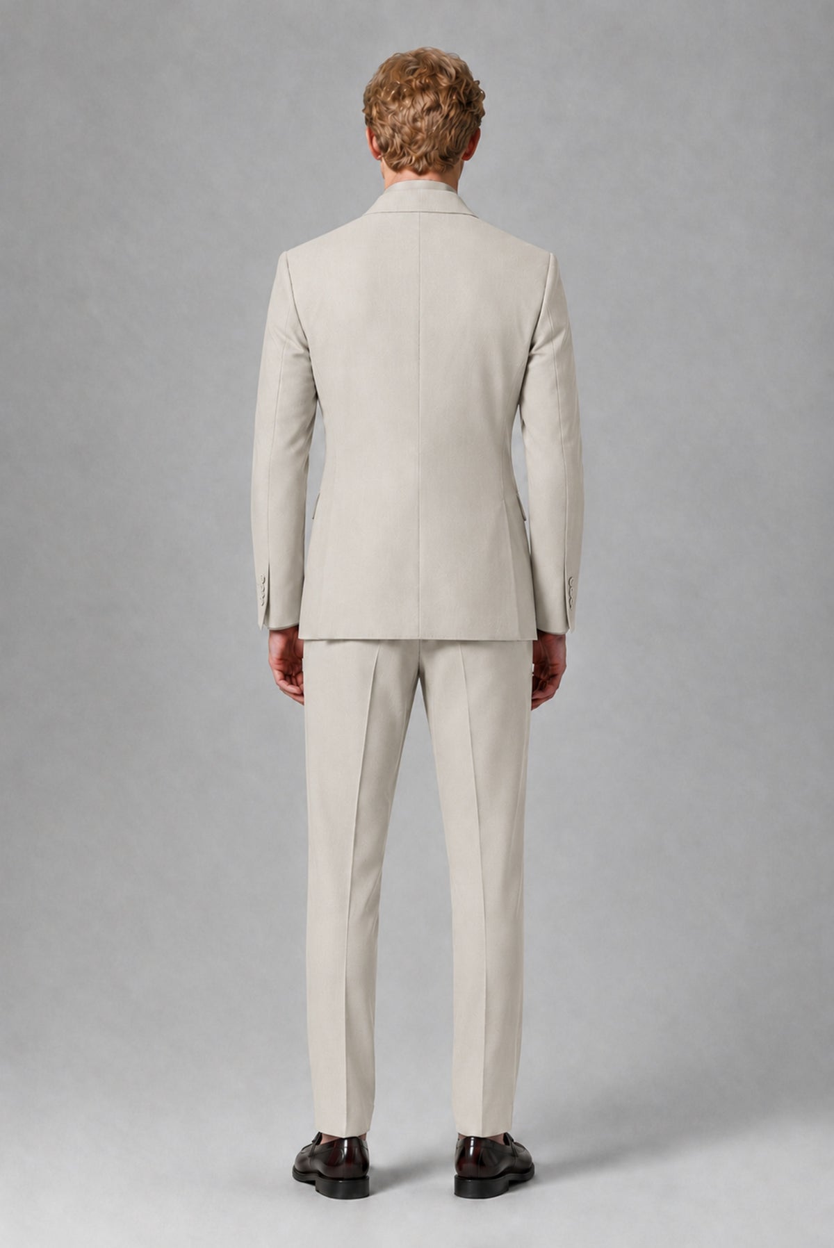 BOLODOO Men's Cream Double-Breasted Two-Piece Suit – Jacket & Trousers - Cream