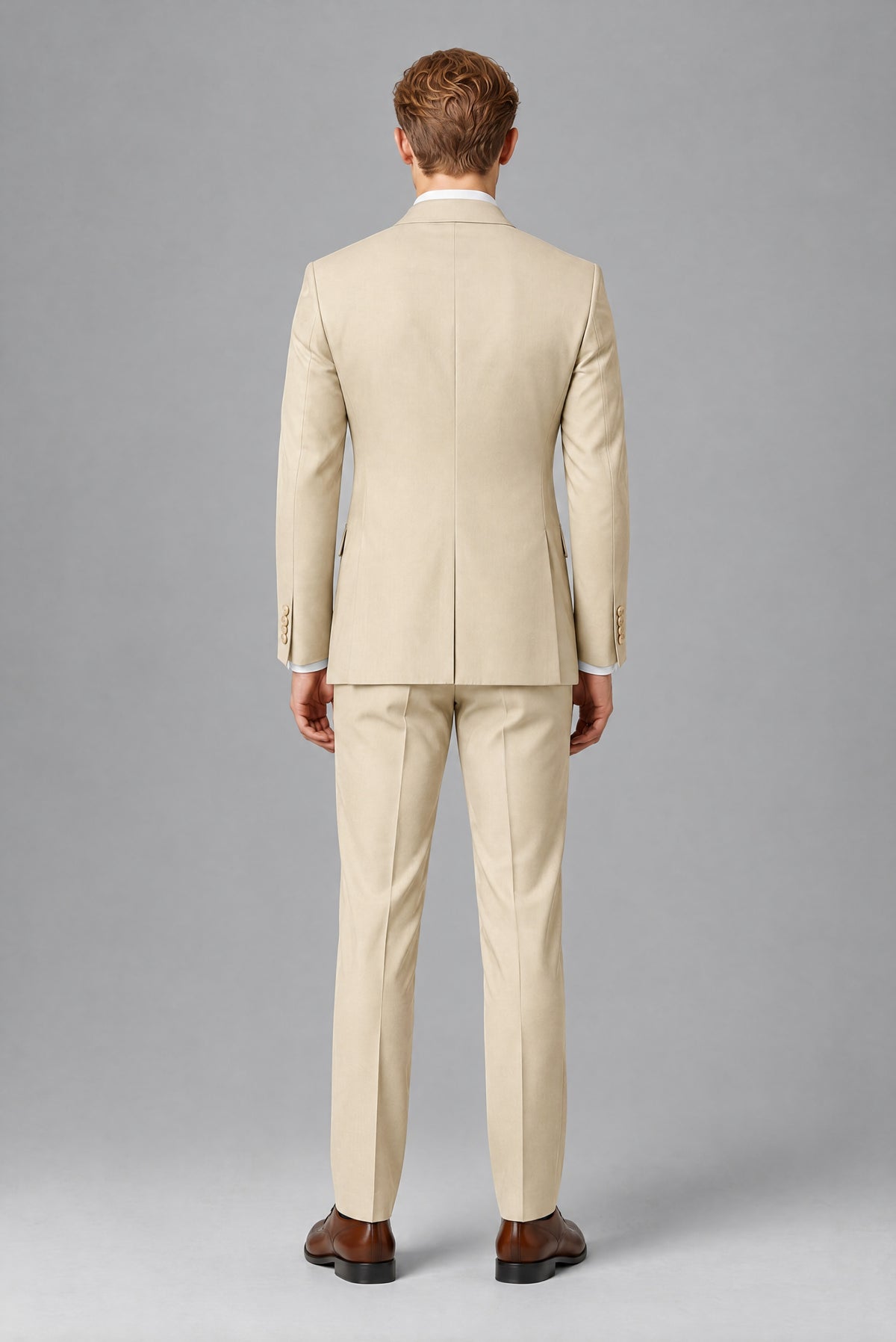 Bolodoo Men's Cream Double-Breasted 2-Piece Wedding Suit - Cream - Cream (3)