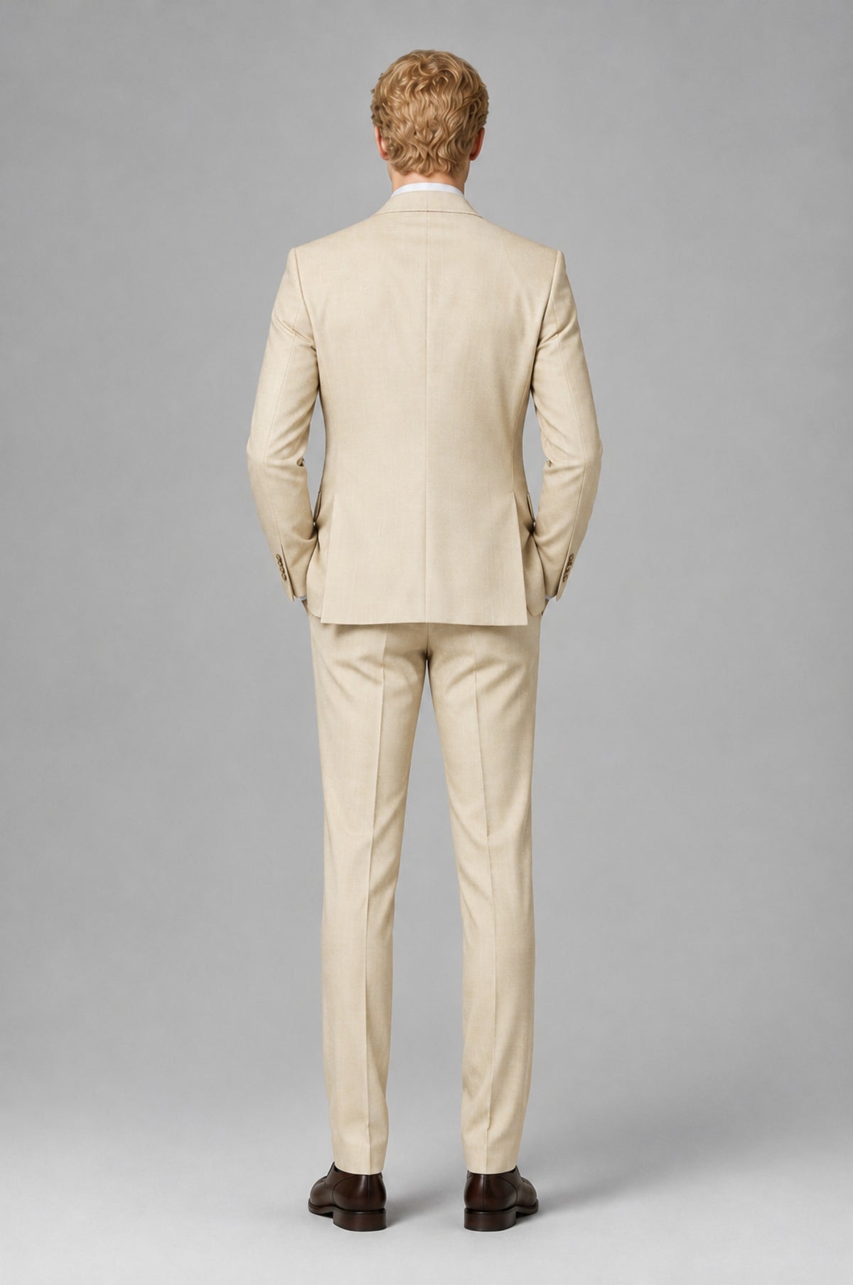 Bolodoo Men's Cream Two-Piece Suit with Notch-Lapel Jacket and Trousers - Cream - Cream (5)