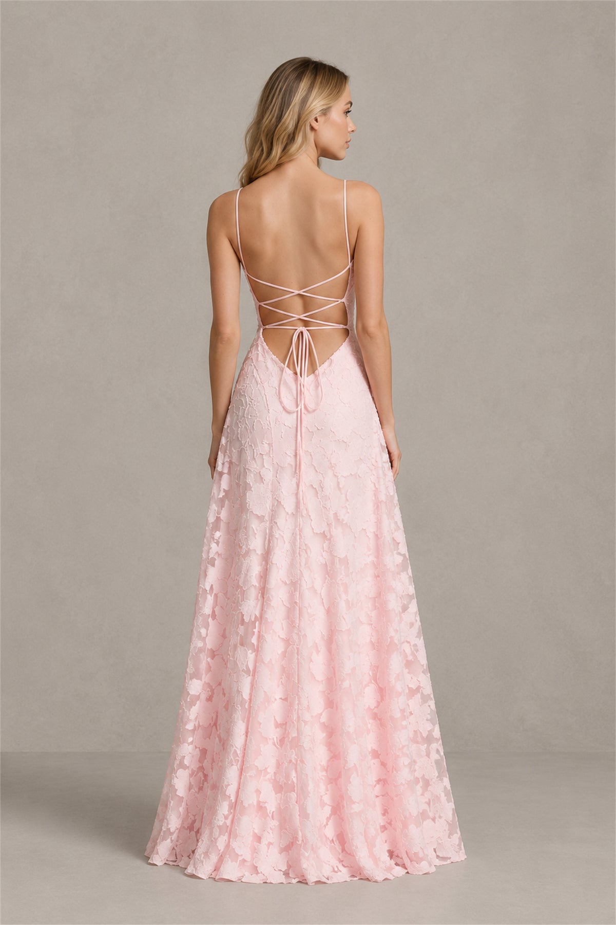 Blush pink floral maxi dress fitted bodice and flowing floor length skirt