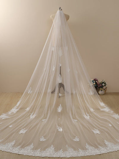 Starfish Lace Cathedral Veil Bridal Veil Wedding Veil - BOLODOO