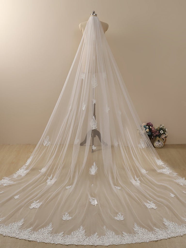 Starfish Lace Cathedral Veil Bridal Veil Wedding Veil - BOLODOO