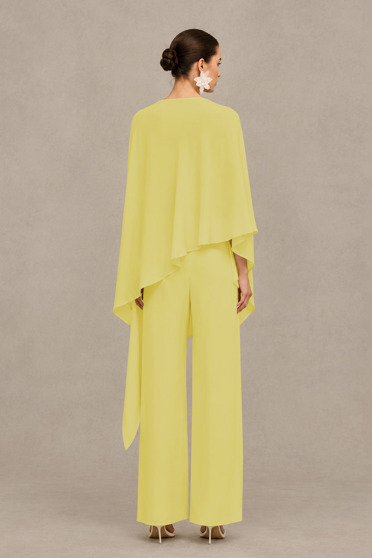 BOLODOO Daffodil Cape Sleeve Wide-Leg Formal Pantsuit - Daffodil - Daffodil_02