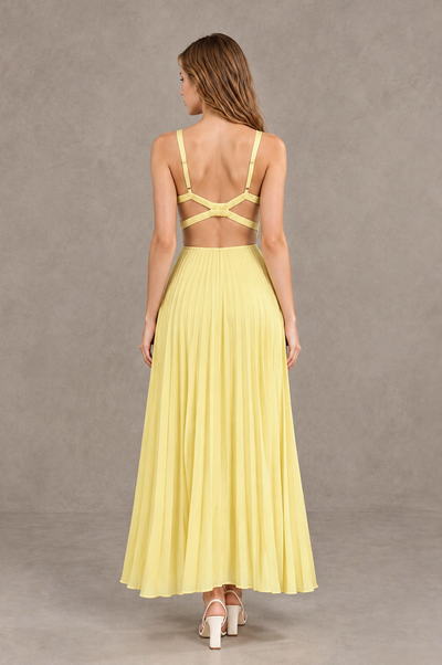 BOLODOO Daffodil V-Neck Pleated Open-Back Maxi Dress - Daffodil - Daffodil_02