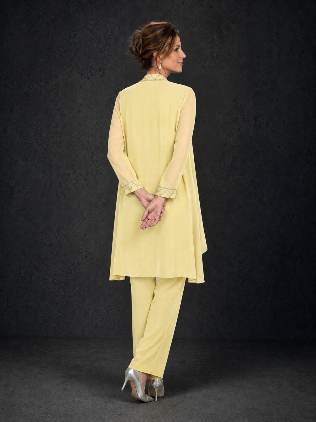 BOLODOO Daffodil 3-Piece Beaded Chiffon Duster Jacket Pant Suit - Daffodil - Daffodil_02