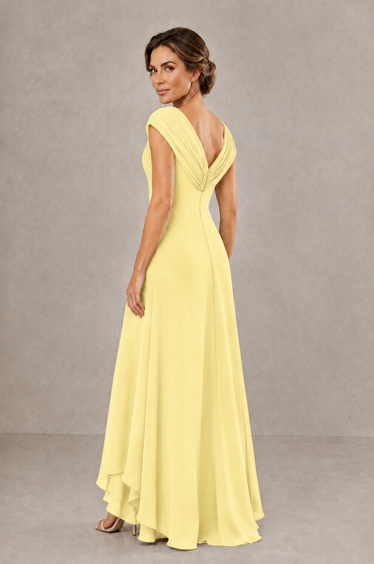 BOLODOO Daffodil V-Neck High-Low Mother of the Bride Dress - Daffodil - Daffodil_02
