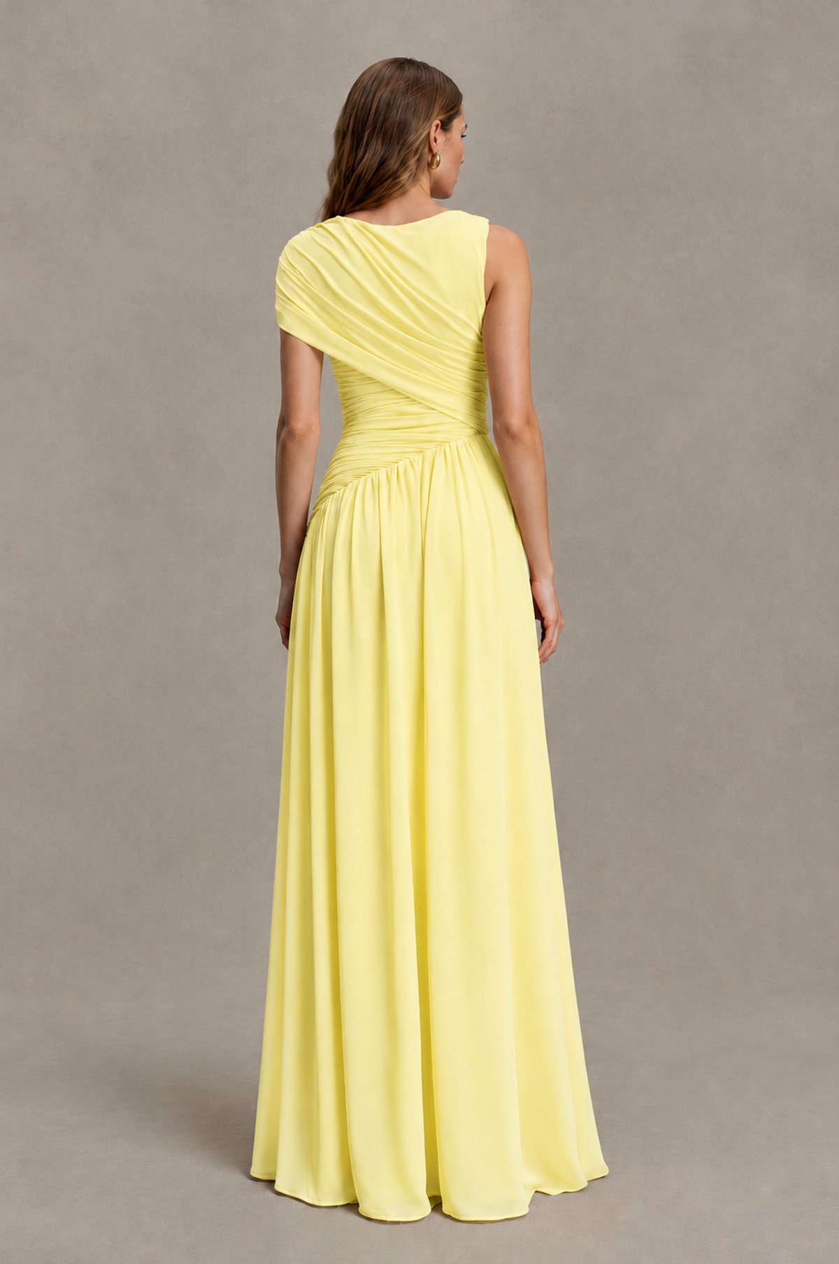 BOLODOO Daffodil One-Shoulder Ruched Floor-Length Bridesmaid Dress - Daffodil - Daffodil_02