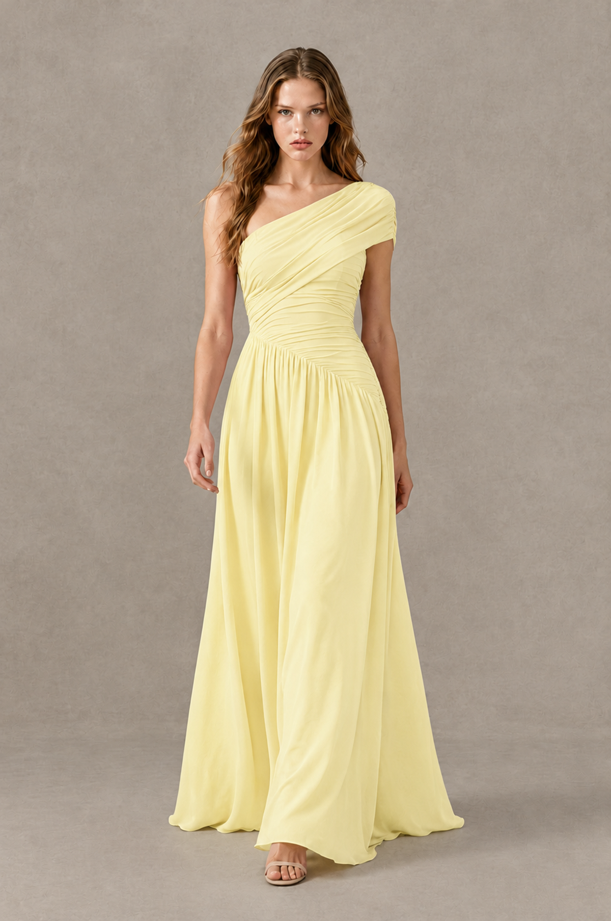 BOLODOO Daffodil One-Shoulder Ruched Floor-Length Bridesmaid Dress - Daffodil - Daffodil_03