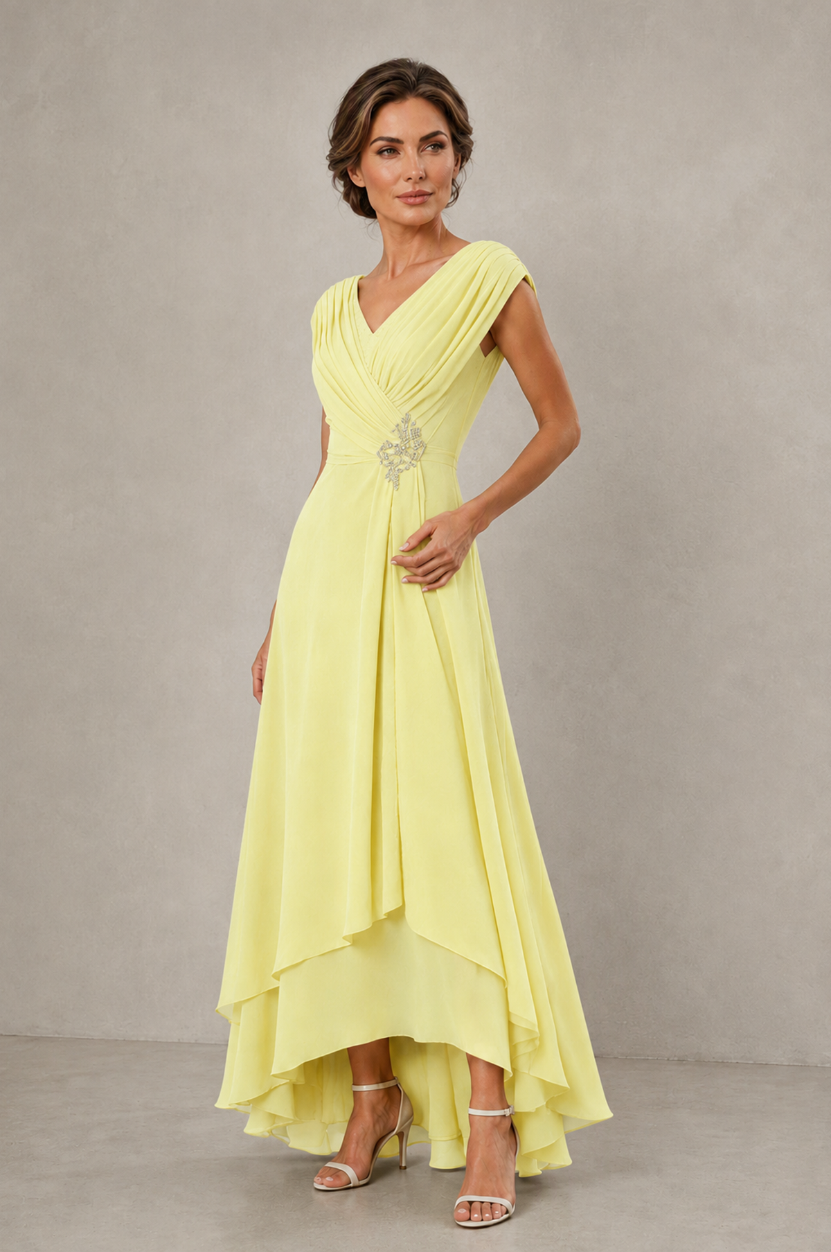 BOLODOO Daffodil V-Neck High-Low Mother of the Bride Dress - Daffodil - Daffodil_03