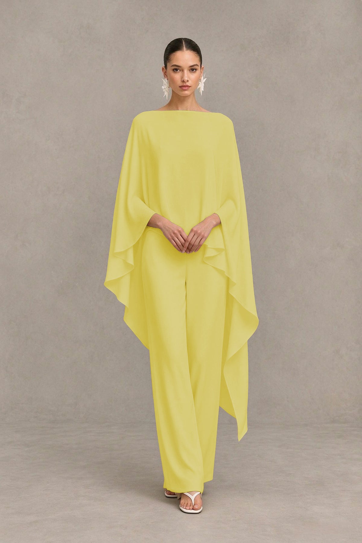 BOLODOO Daffodil Cape Sleeve Wide-Leg Formal Pantsuit - Daffodil - Daffodil_04